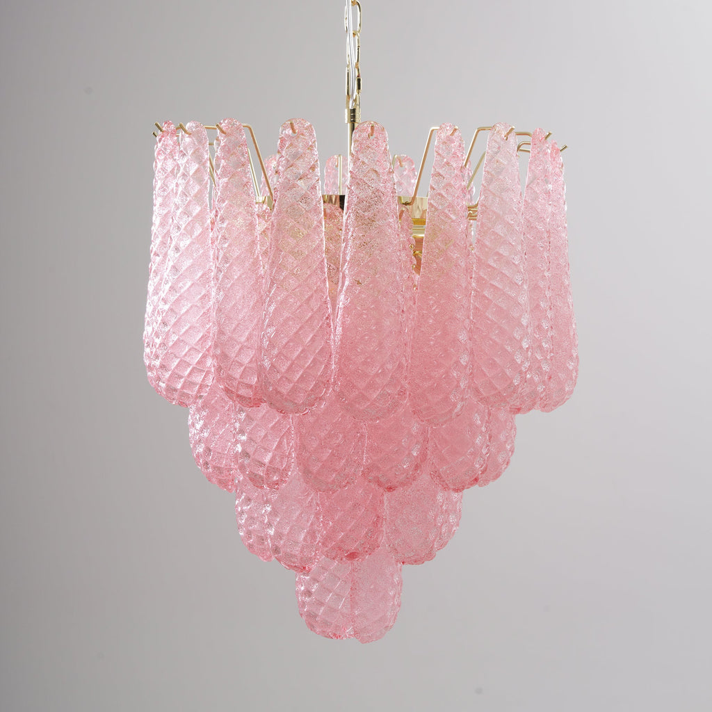 Murano Pink Glass Droplet Chandelier