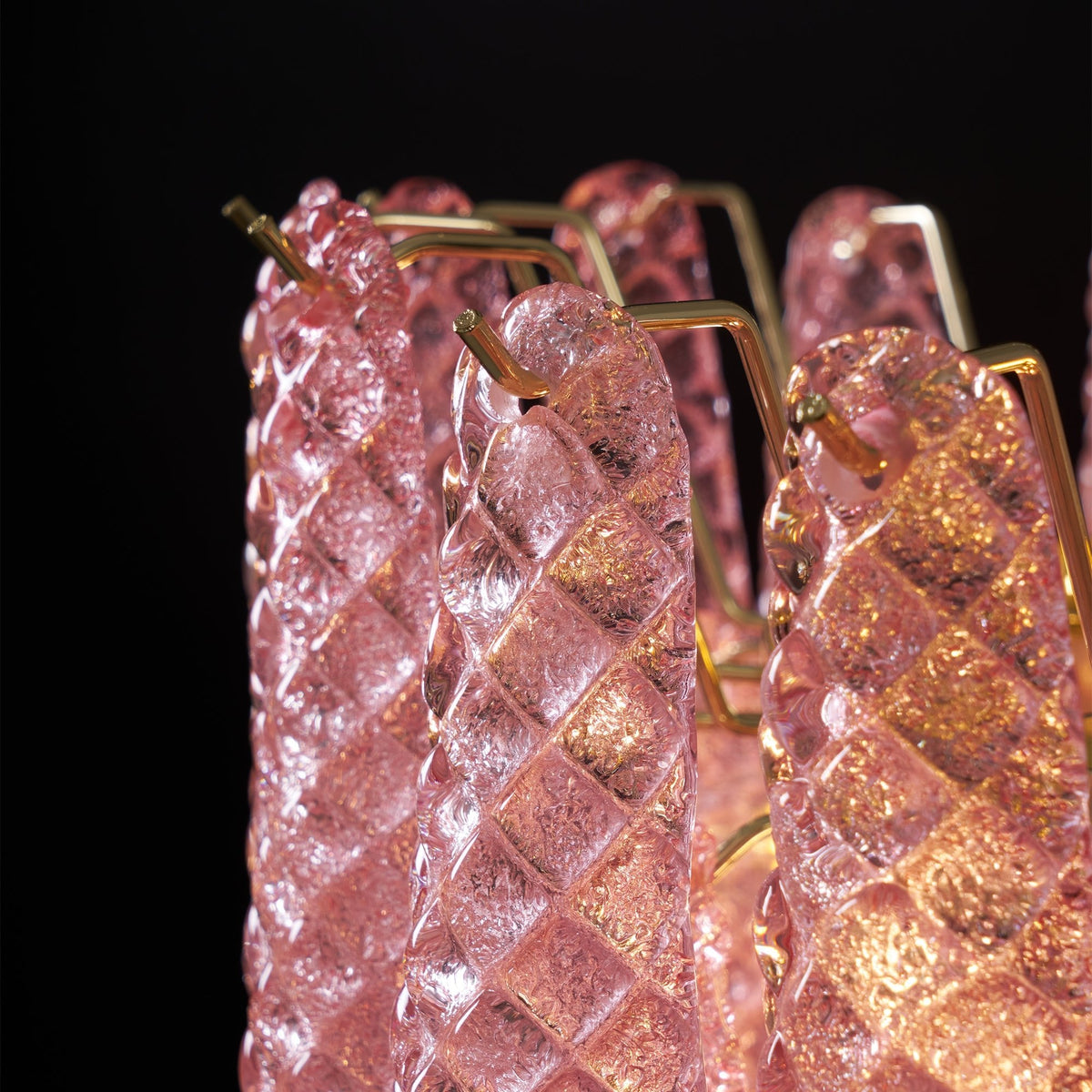 Murano Pink Glass Droplet Chandelier