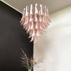 Murano Pink Glass Petals Chandelier