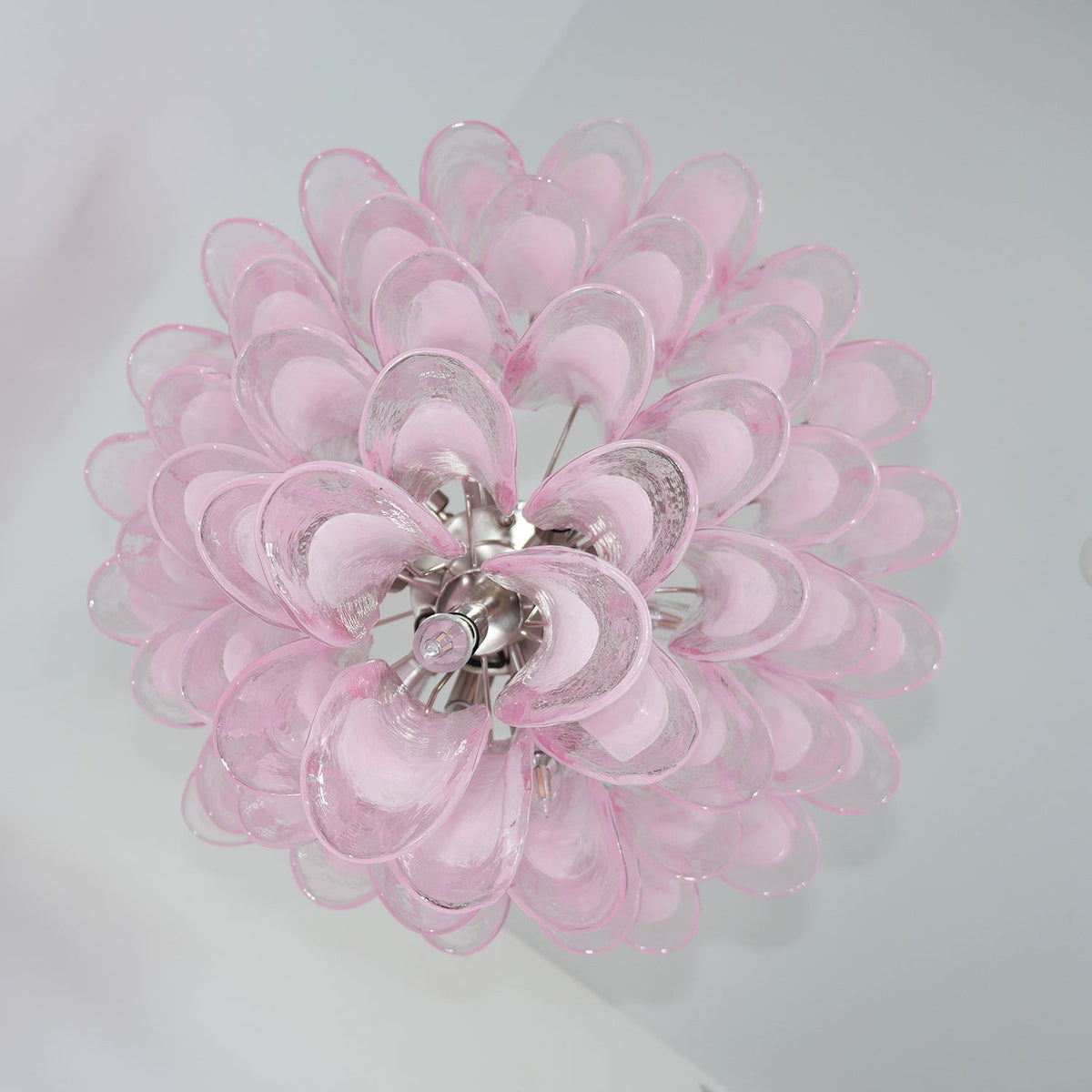 Murano Pink Glass Petals Chandelier