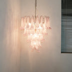 Murano Pink Glass Petals Chandelier