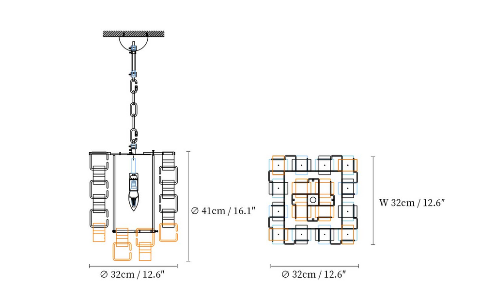 Glass Poliarte Interlocking Chandelier