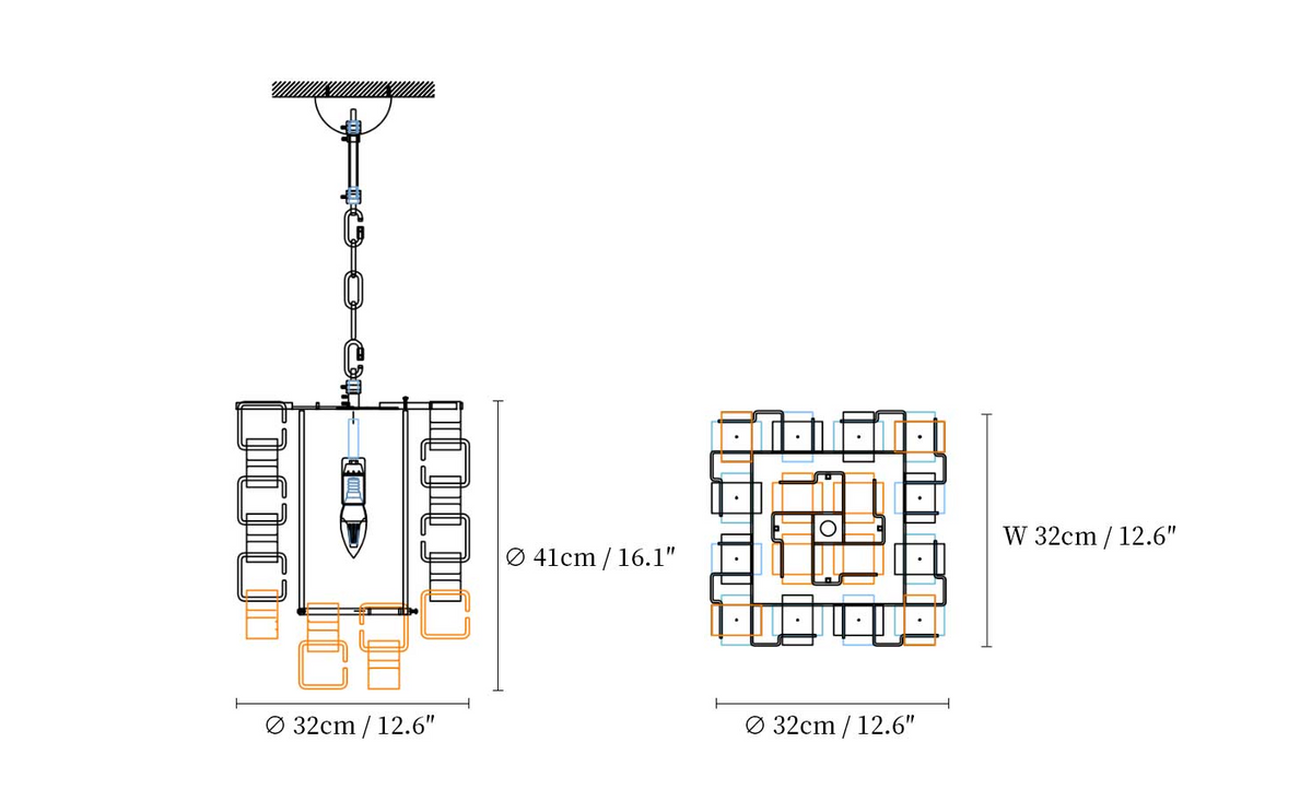 Glass Poliarte Interlocking Chandelier