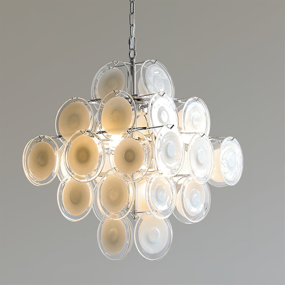 Murano Disc White Glass Chandelier