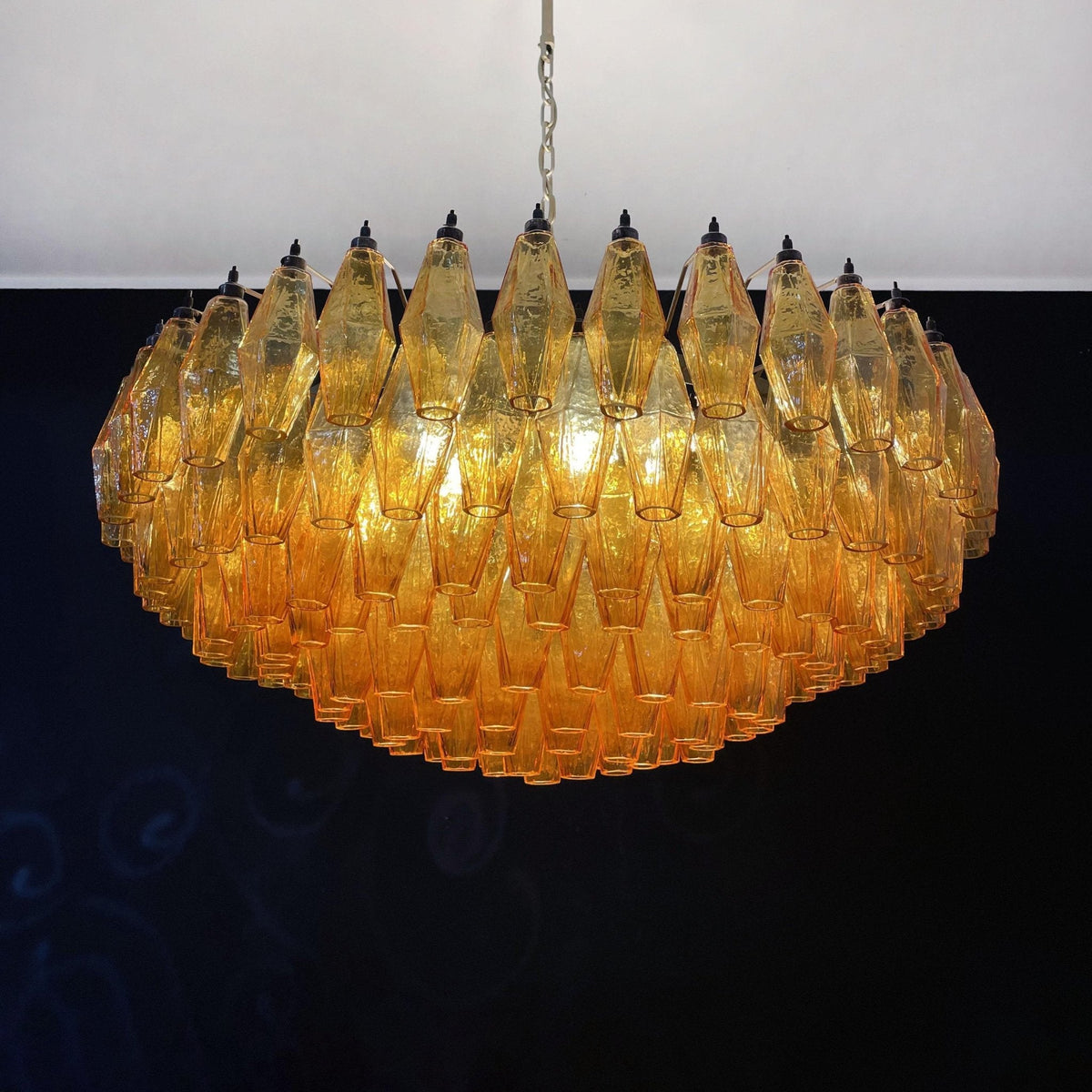 Murano Rhombus Amber Glass Chandelier