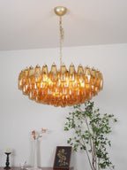 Murano Rhombus Amber Glass Chandelier