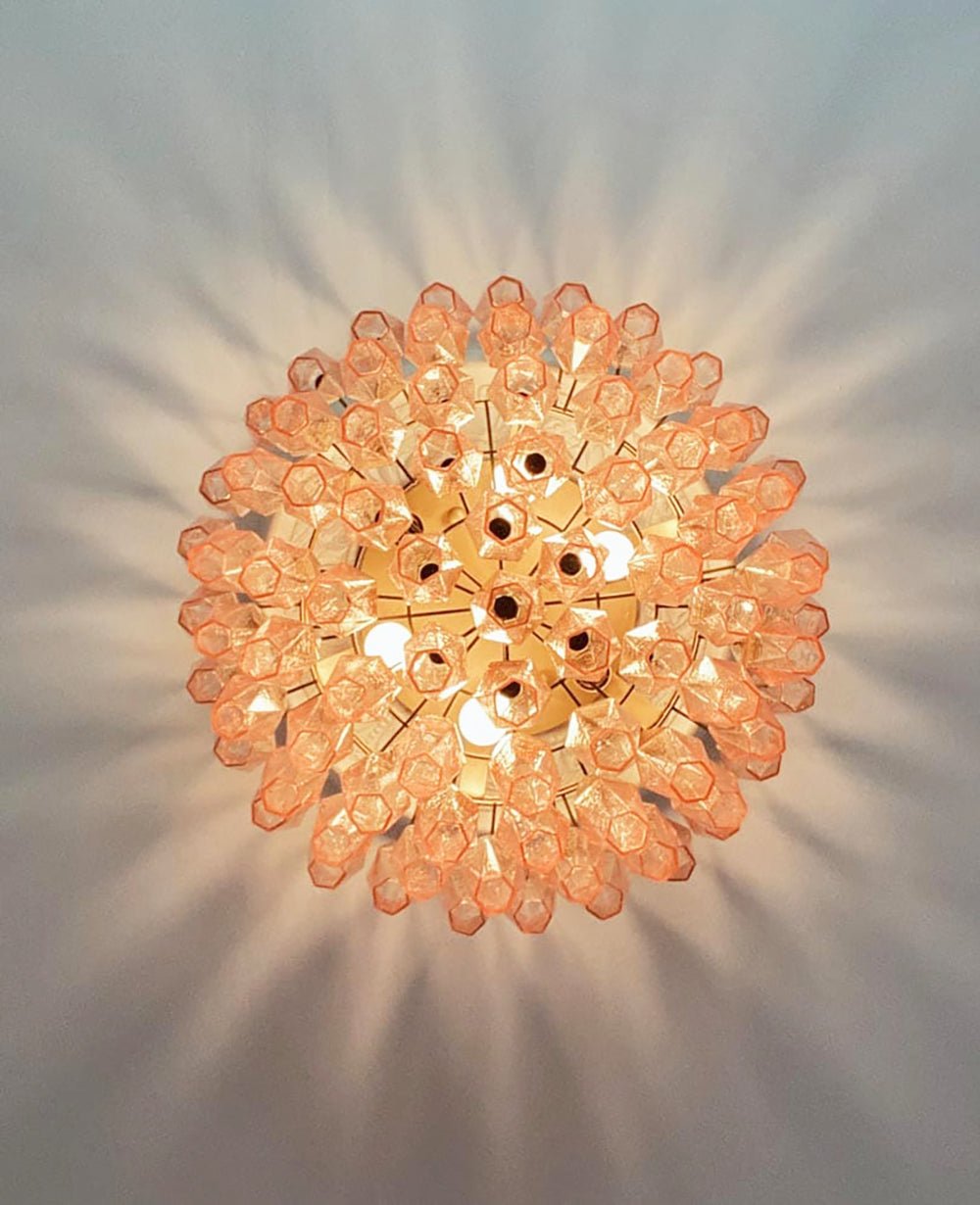 Murano Rhombus Pink Glass Ceiling Lamp