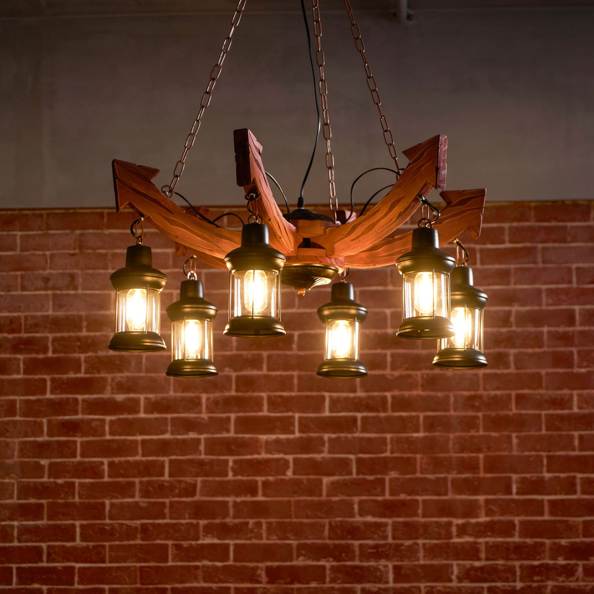 Nautical Industrial Style Wooden Chandelier