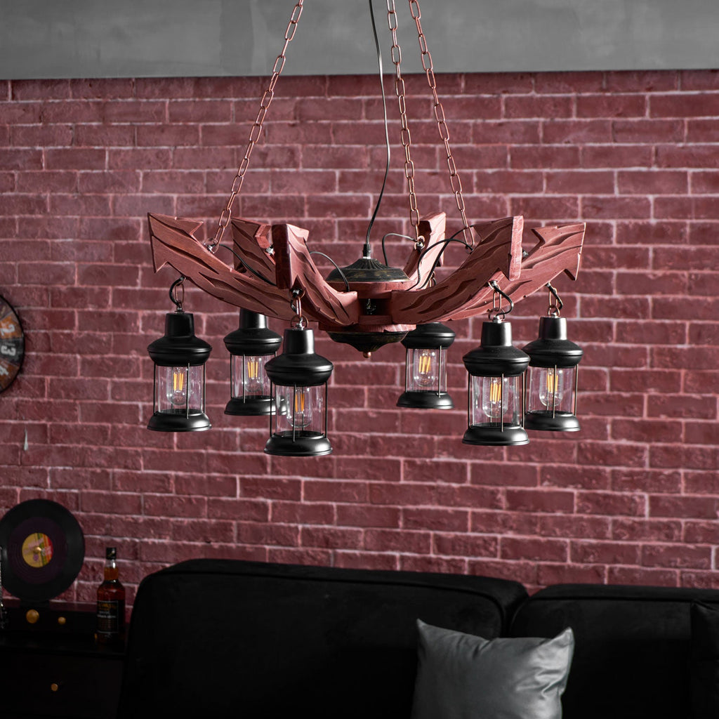 Nautical Industrial Style Wooden Chandelier