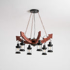 Nautical Industrial Style Wooden Chandelier