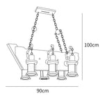 Nautical Industrial Style Wooden Chandelier