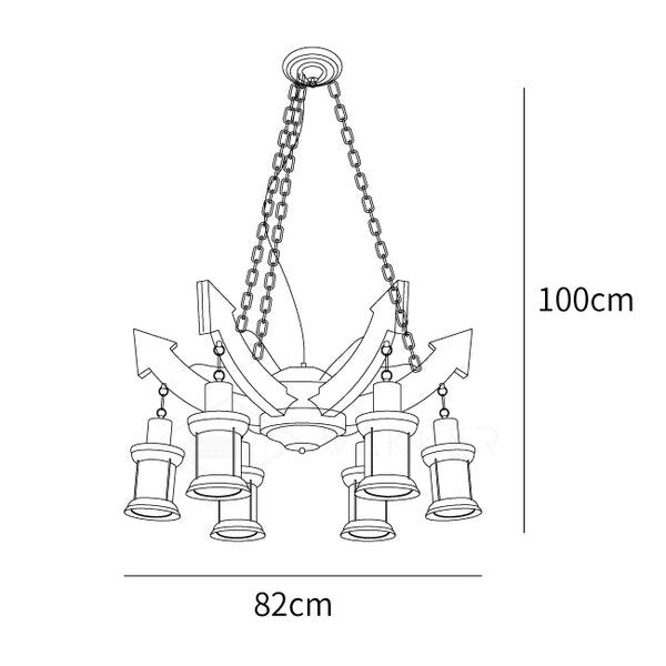 Nautical Industrial Style Wooden Chandelier
