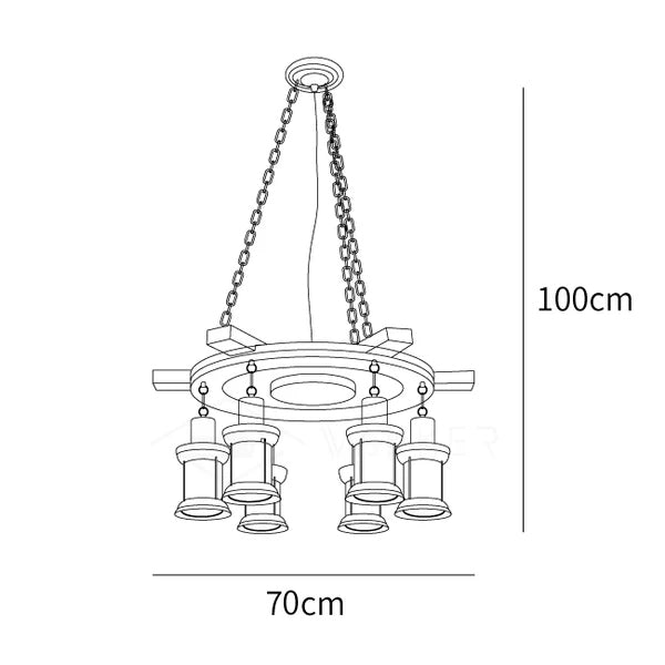 Nautical Industrial Style Wooden Chandelier