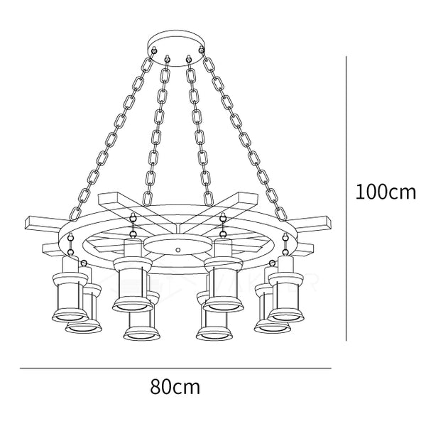 Nautical Industrial Style Wooden Chandelier