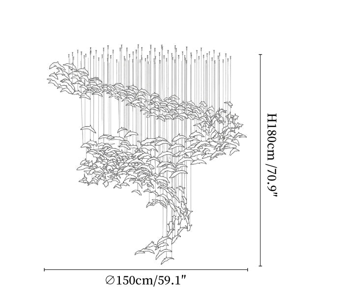 Nerissa LED Glass Dolphin Chandelier