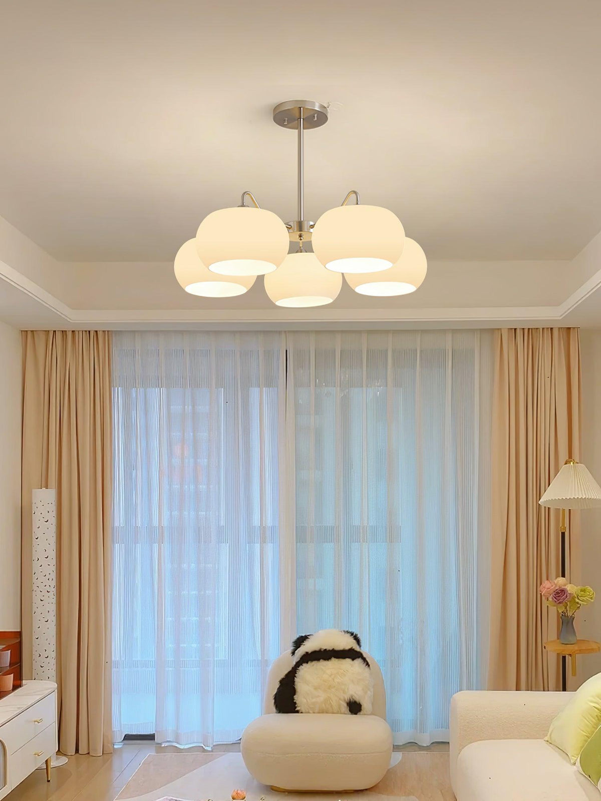 Nickel Glass Persimmon Chandelier