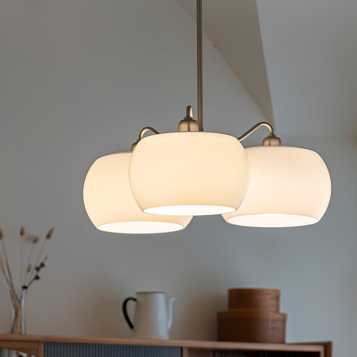 Nickel Glass Persimmon Chandelier