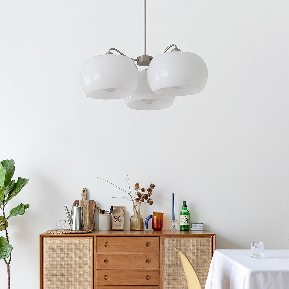 Nickel Glass Persimmon Chandelier