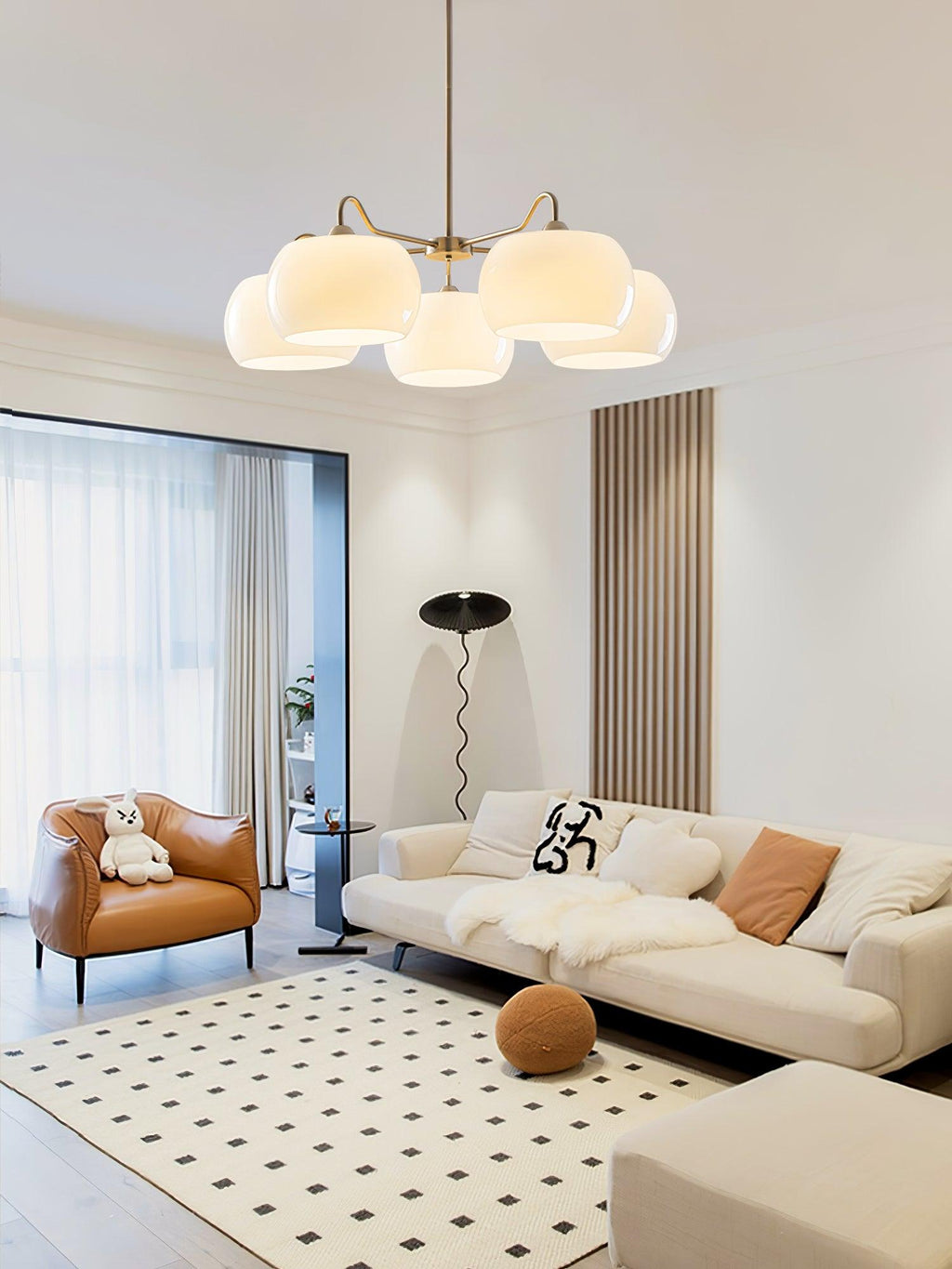 Nickel Glass Persimmon Chandelier