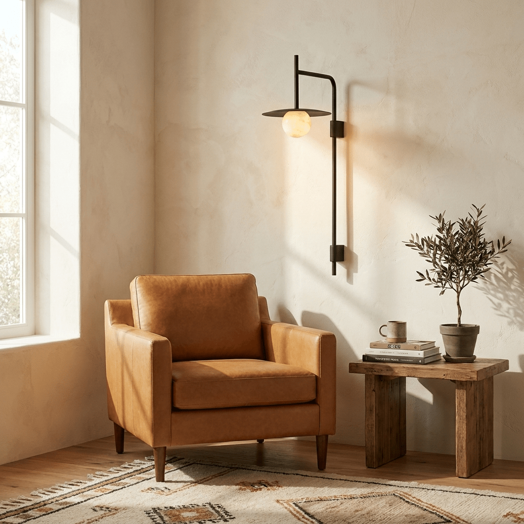 Nivara Long Arm Alabaster Wall Sconce