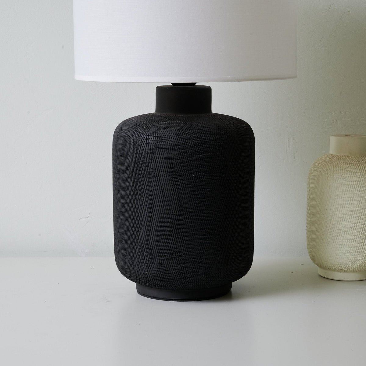 Nocturne Textured Black Table Lamp