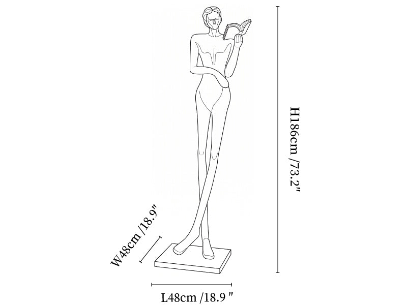 Noir Muse Reading Sculpture
