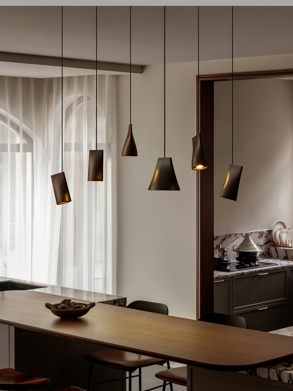 Nordic Tilted Wood Pendant Light