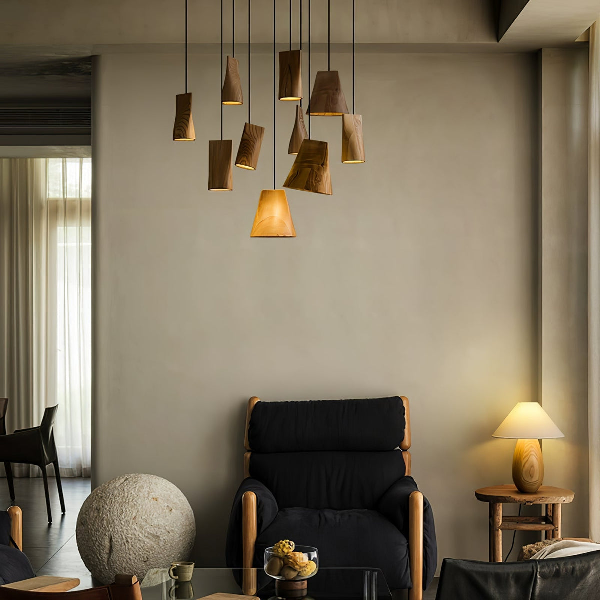 Nordic Tilted Wood Pendant Light