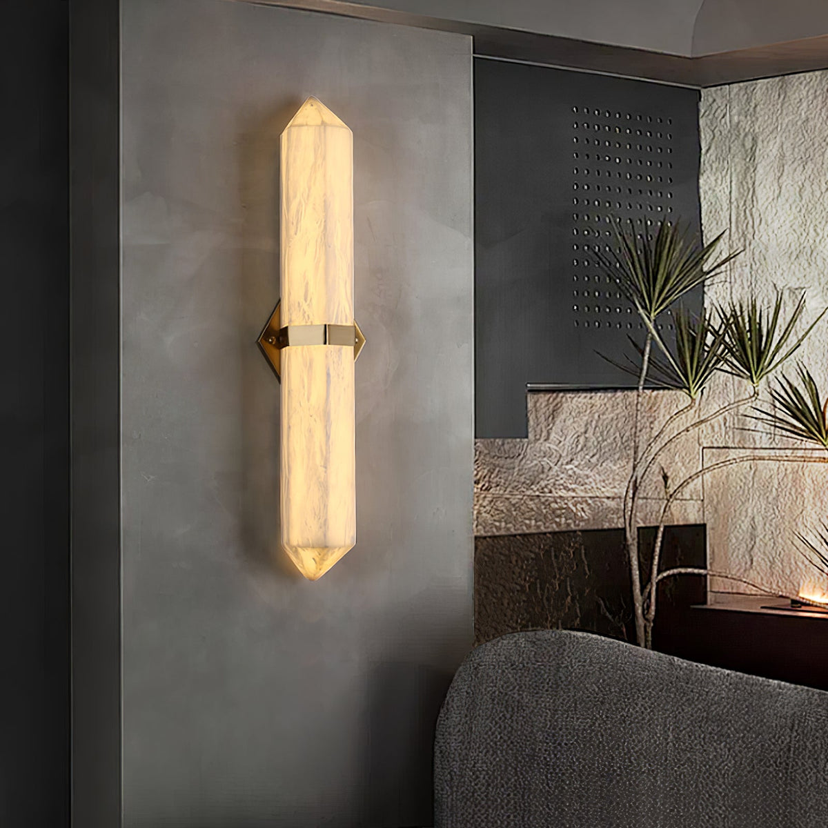 Alabaster Obelisk Wall Sconce