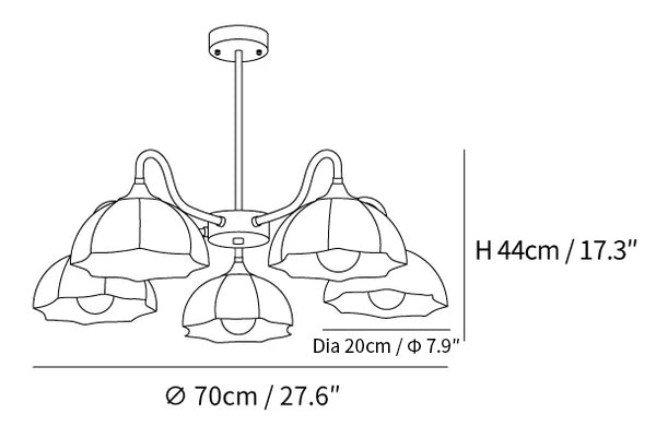 Octagonal Glass Bowl Chandelier