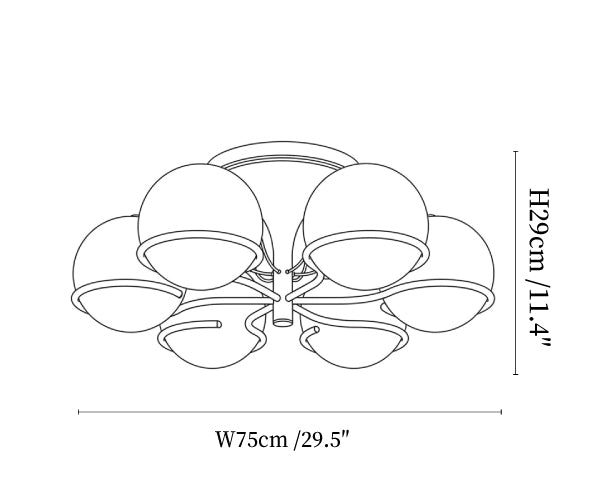 Opal Glass Globe Semiflush Chandelier