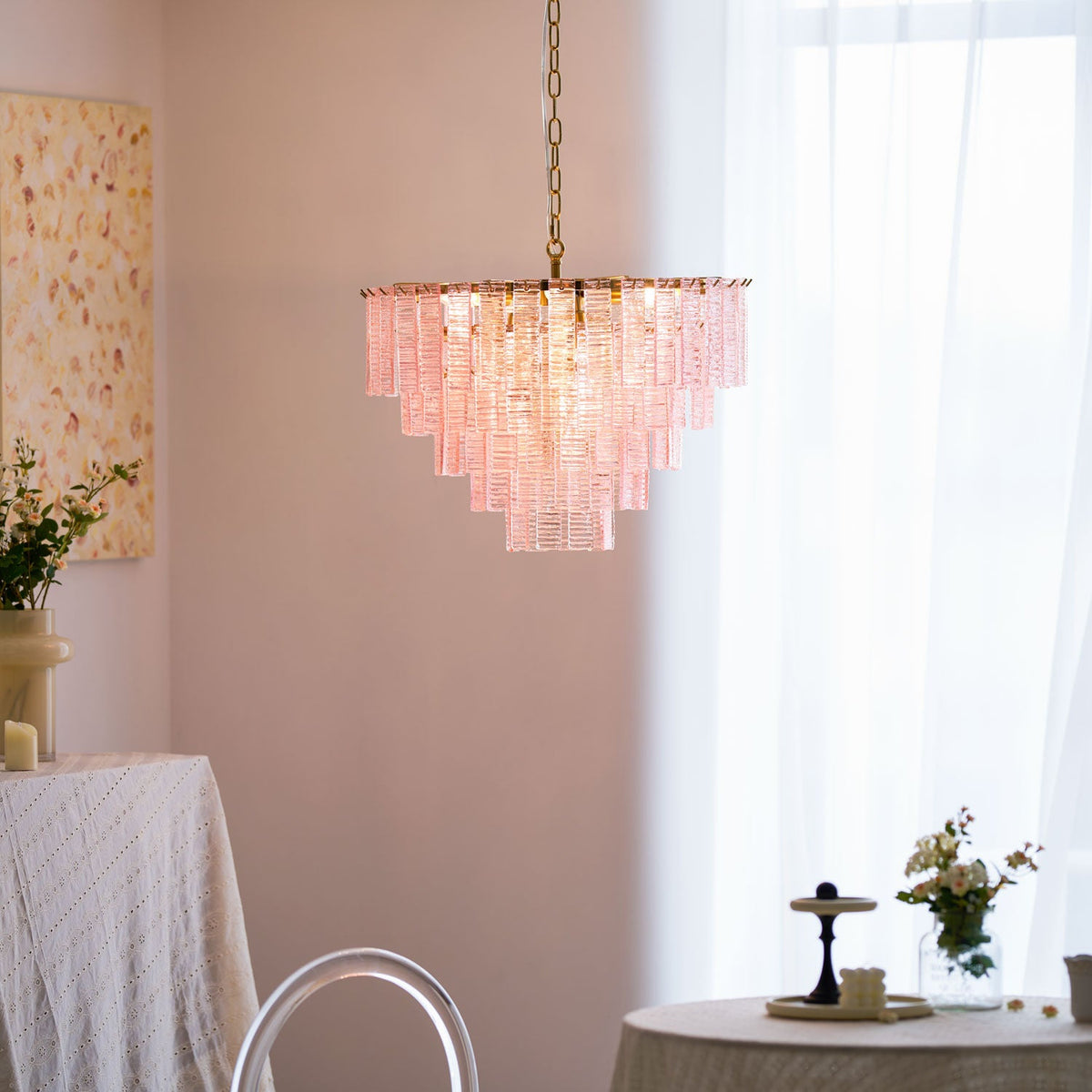 Opalora Pink Murano Chandelier
