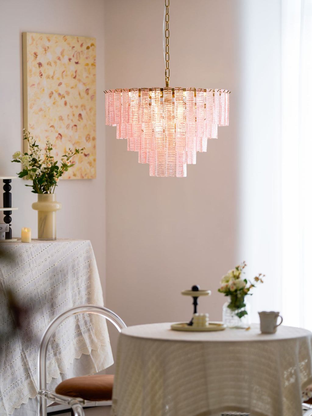 Opalora Pink Murano Chandelier