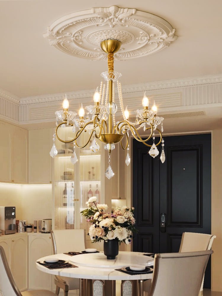 Opulent Pearl Crystal Chandelier