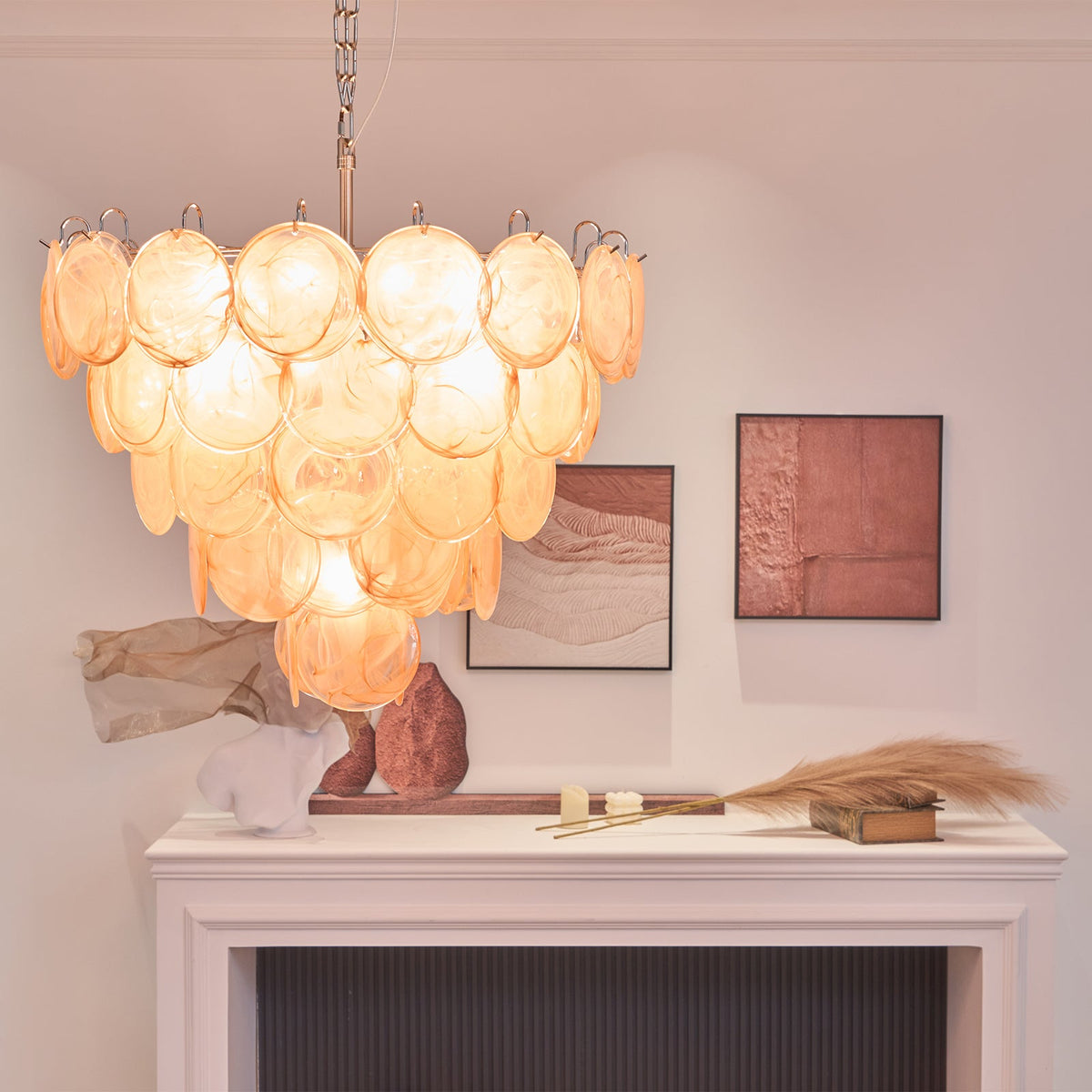 Orange Murano Disc Chandelier