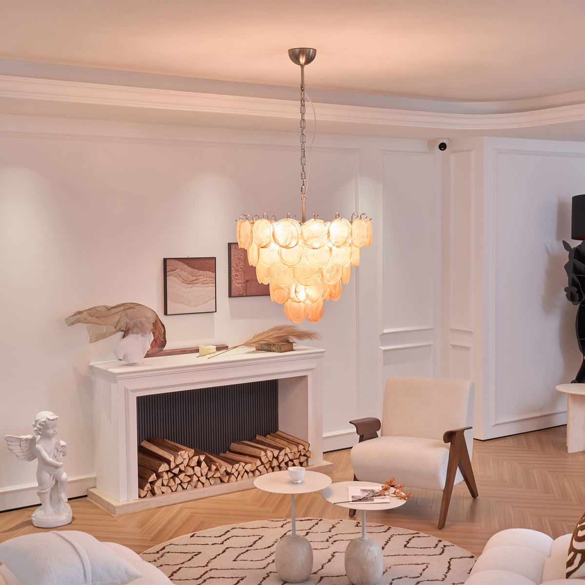 Orange Murano Disc Chandelier