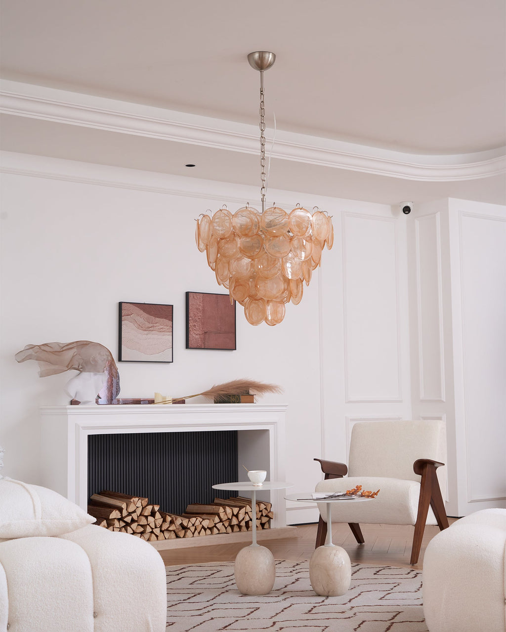 Orange Murano Disc Chandelier