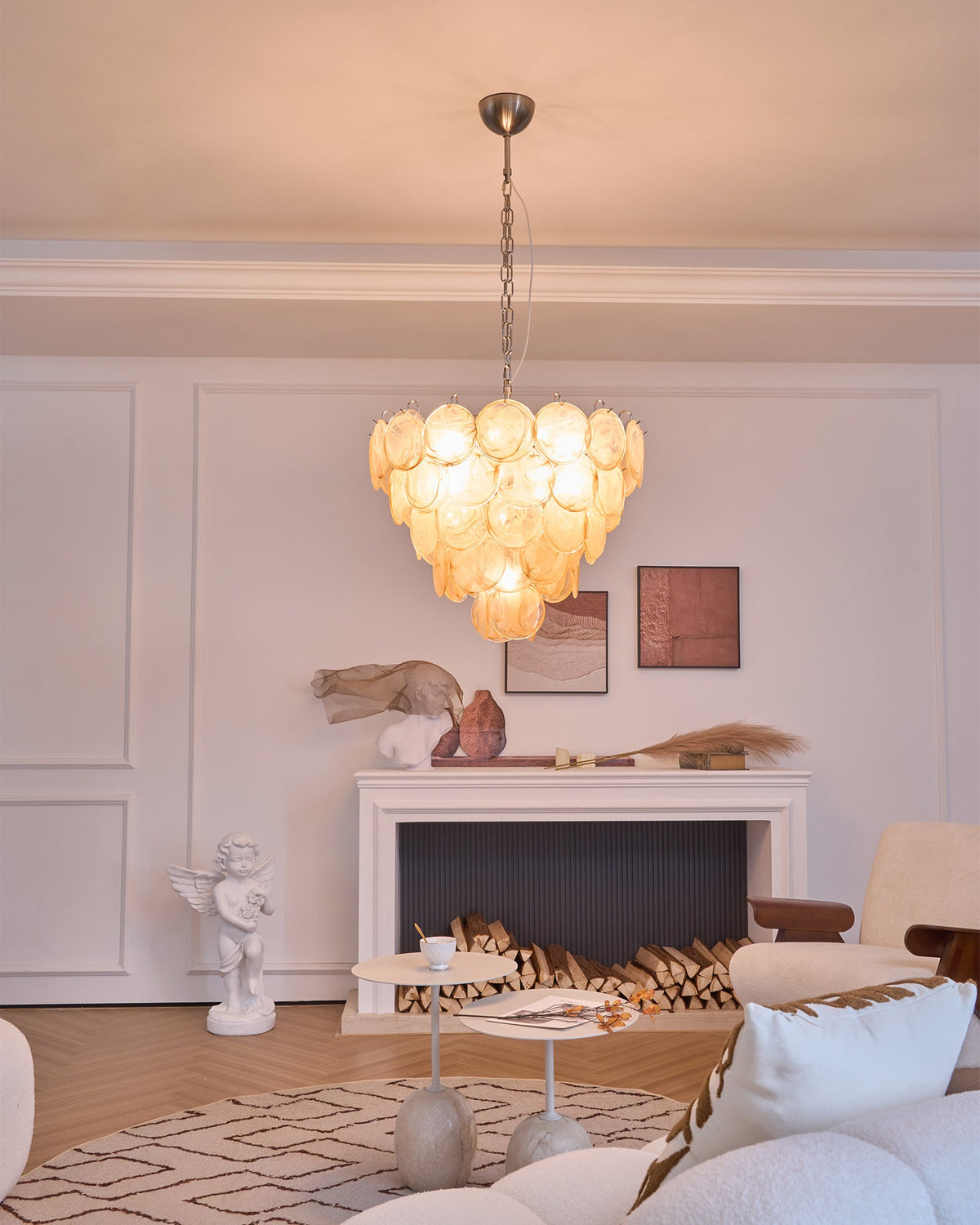 Orange Murano Disc Chandelier