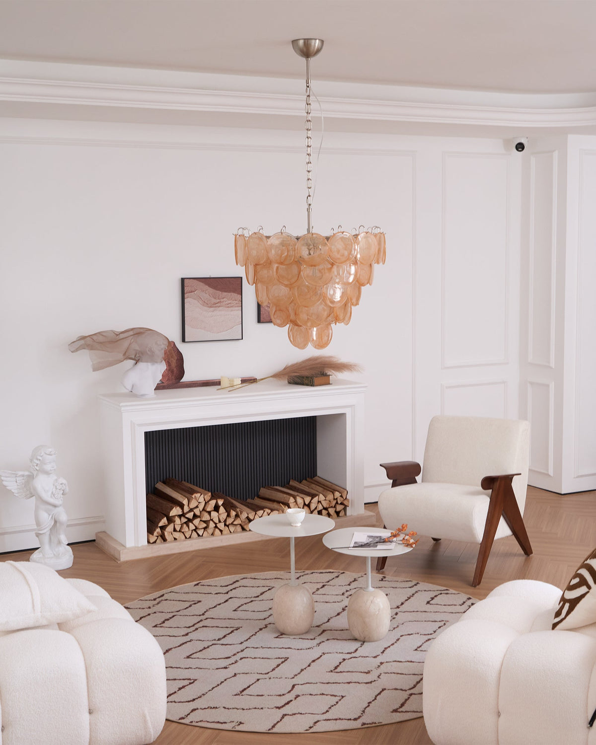Orange Murano Disc Chandelier
