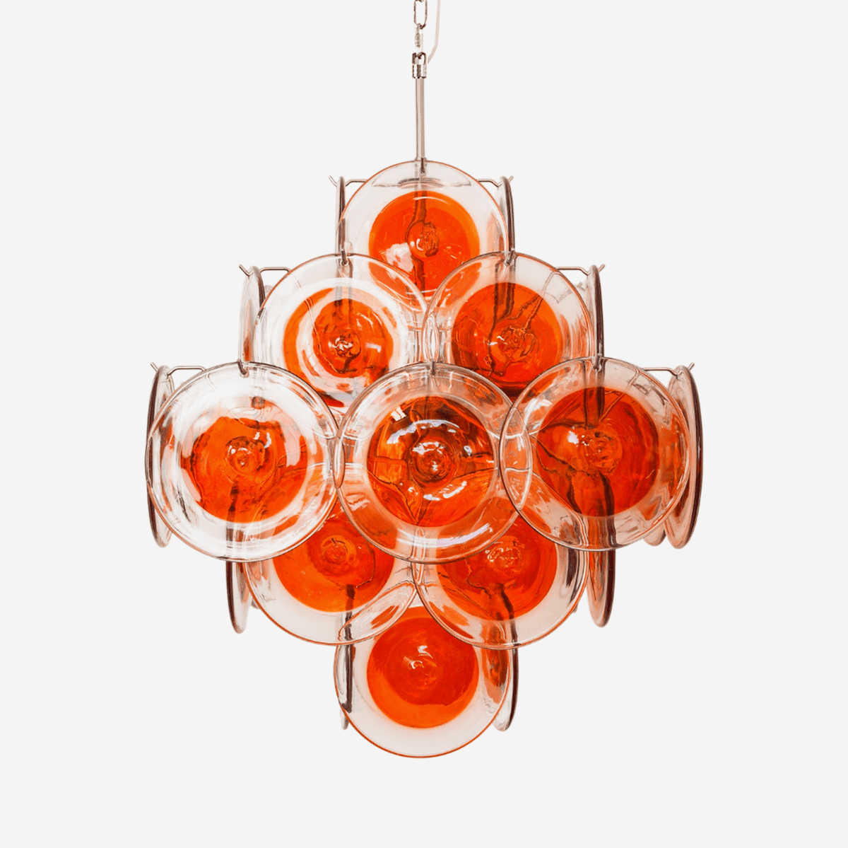 Orange Transparent Murano Disc Chandelier