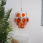 Orange Transparent Murano Disc Chandelier