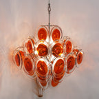 Orange Transparent Murano Disc Chandelier