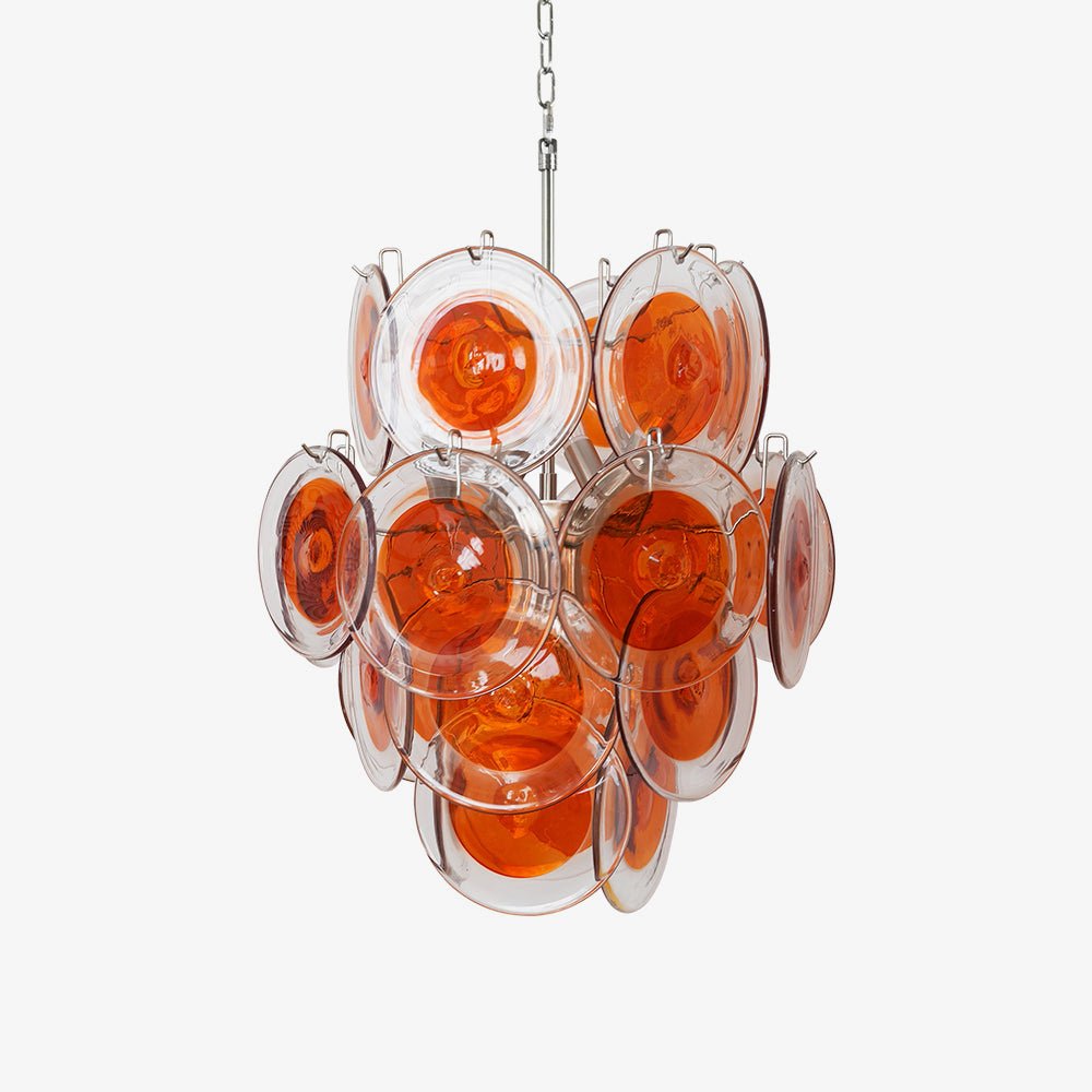 Orange Transparent Murano Disc Chandelier