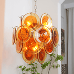 Orange Transparent Murano Disc Chandelier