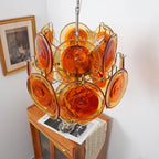 Orange Transparent Murano Disc Chandelier