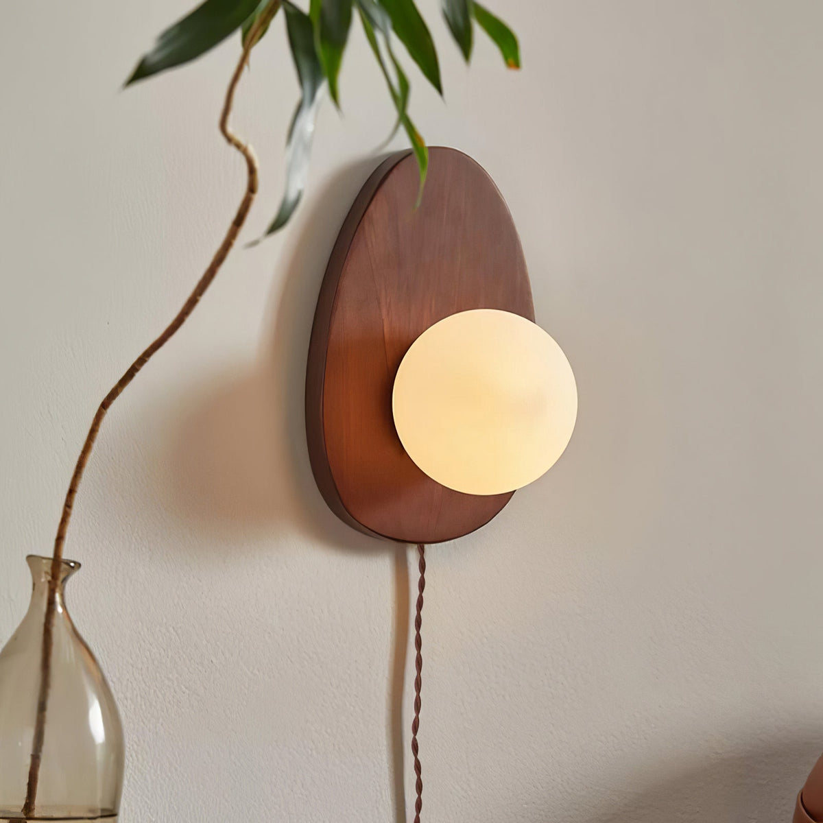 Orba Walnut Plug - in Wall Lamp