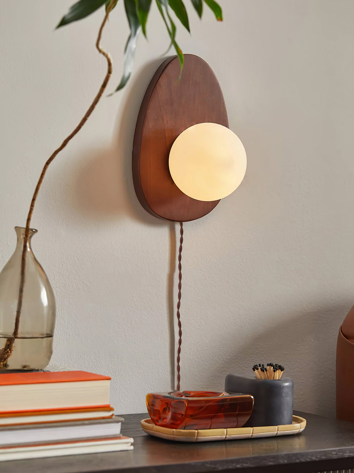 Orba Walnut Plug - in Wall Lamp