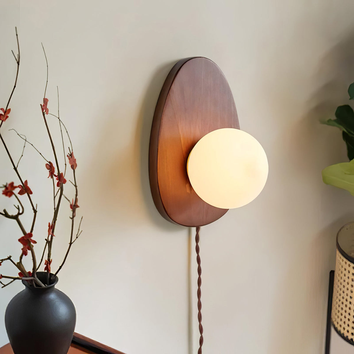Orba Walnut Plug - in Wall Lamp