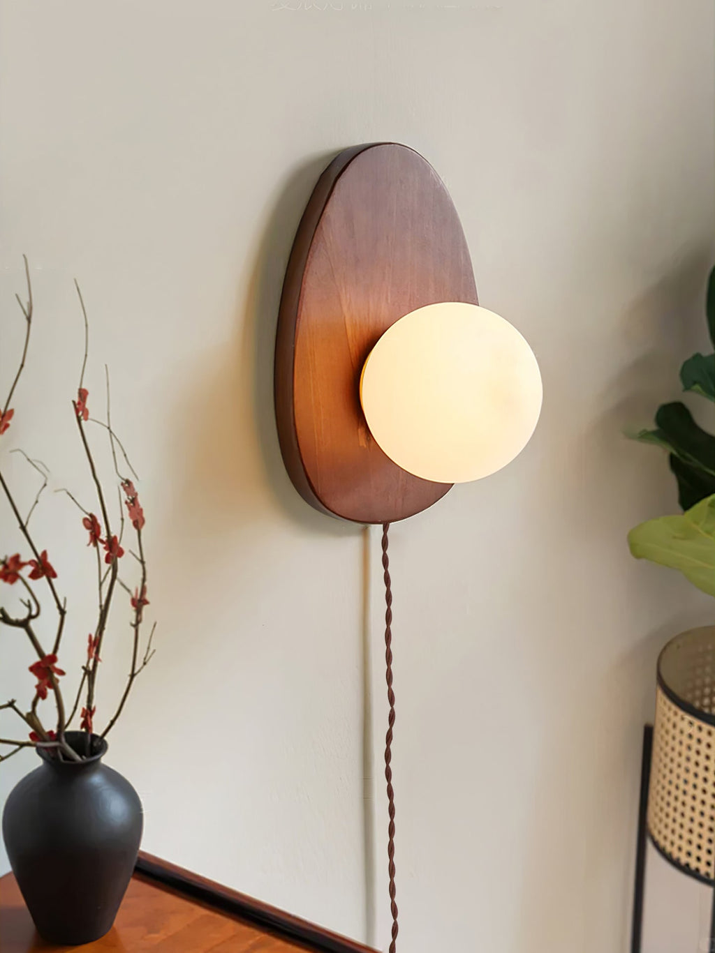 Orba Walnut Plug - in Wall Lamp