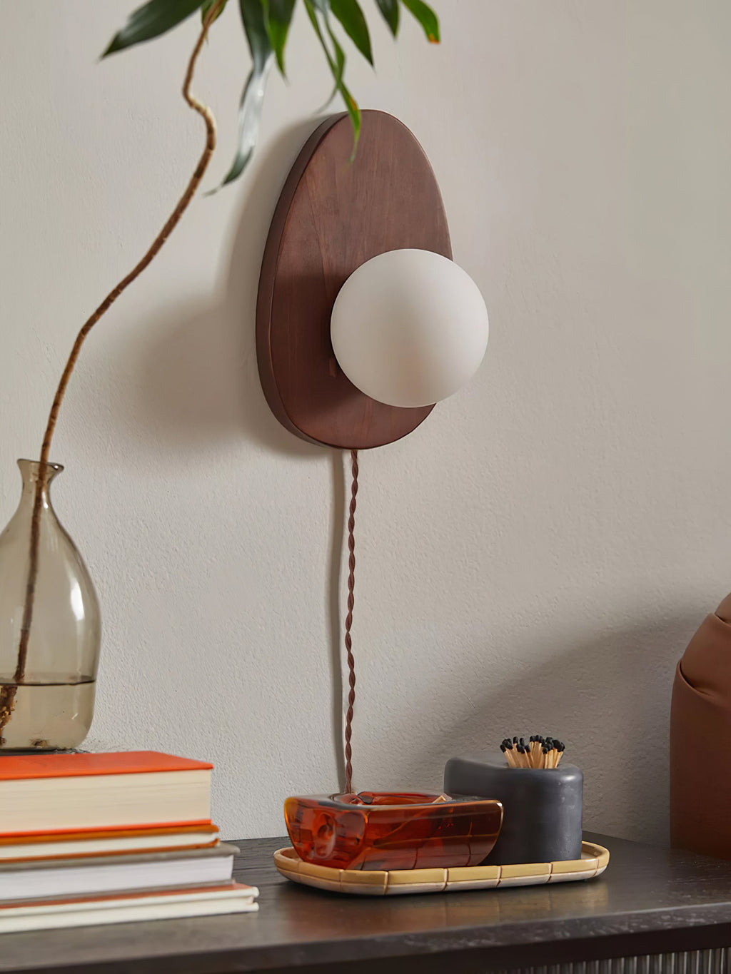 Orba Walnut Plug - in Wall Lamp
